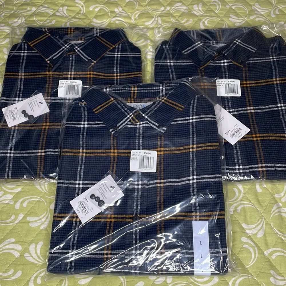 NWT‎ M  Flannel Button Down Shirt Croft & Barrow Men